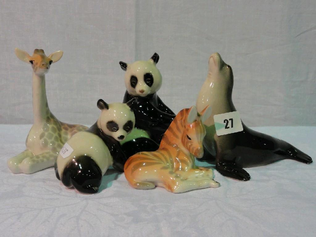 Appraisal: A collection of USSR model animals comprising two pandas a