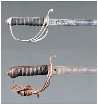 Appraisal: Two British artillery officer swords one with in blade with