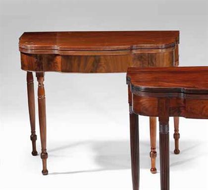 Appraisal: Classical mahogany card table philadelphia early th century The serpentine