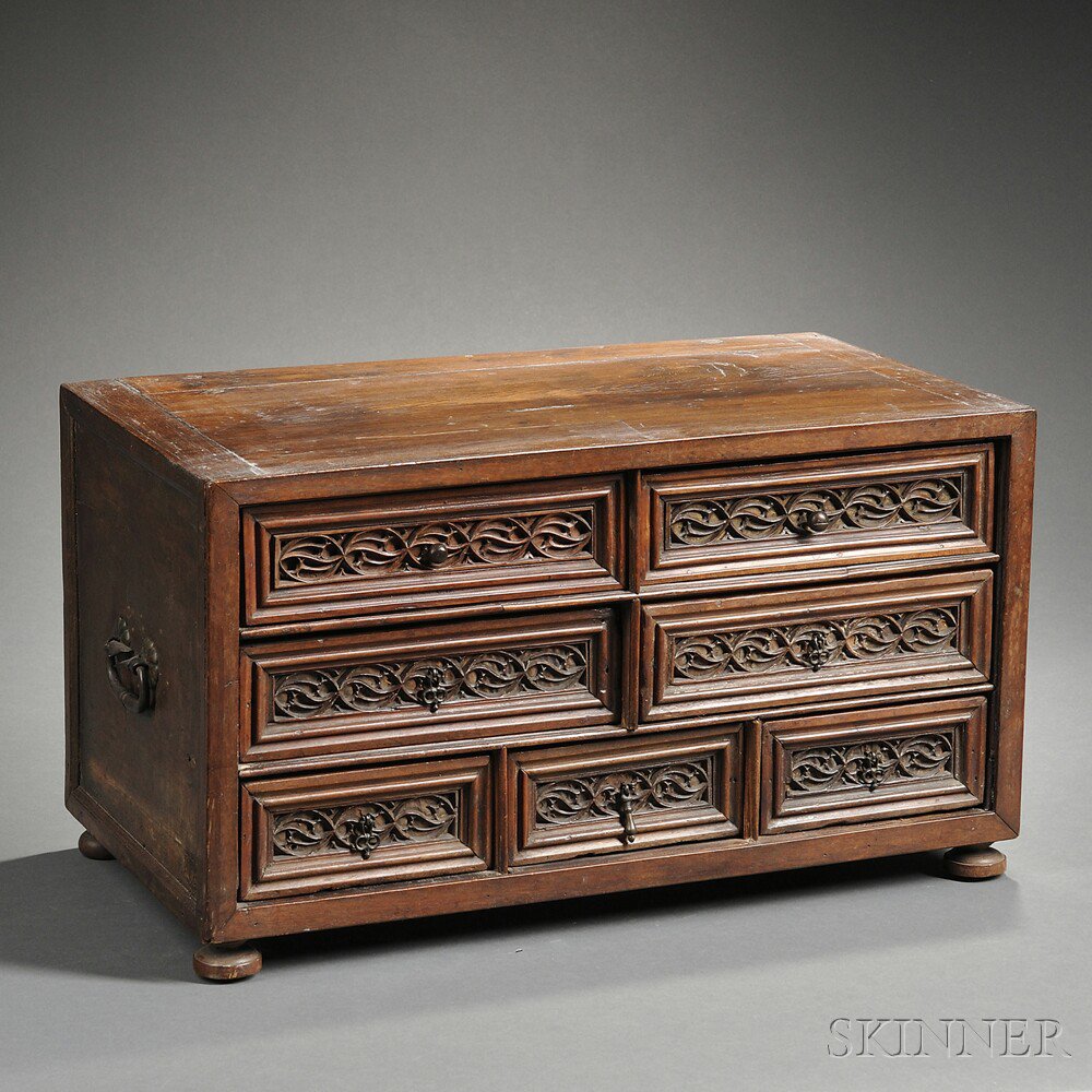 Appraisal: Iberian Walnut Table Cabinet th century and later the rectangular