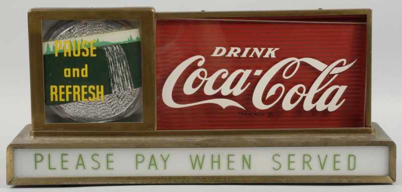 Appraisal: Coca-Cola Counter Light-Up Sign Description With waterfalls on left and