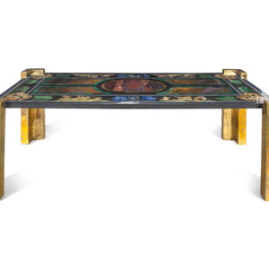 Appraisal: A Faux Scagliola and Lacquered Brass Dining Table th Century