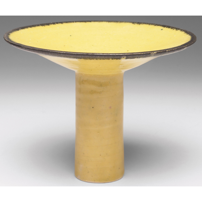 Appraisal: English Art Pottery compote flaring shape under a yellow matte