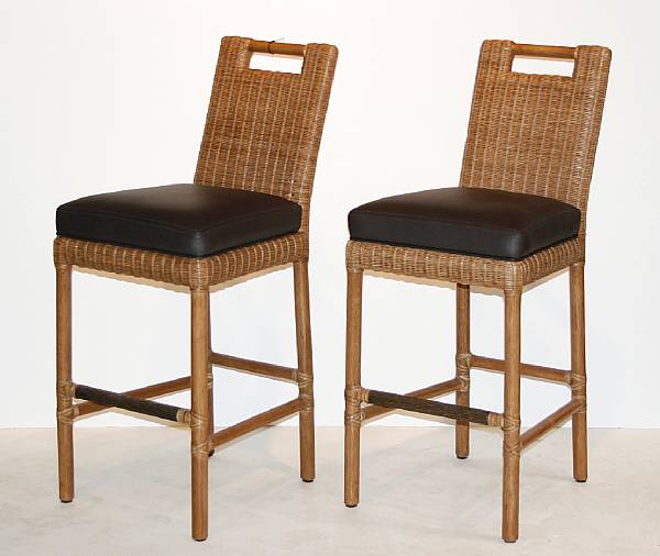 Appraisal: A pair of Thomas Pheasant woven barstools McGuire Furniture Company