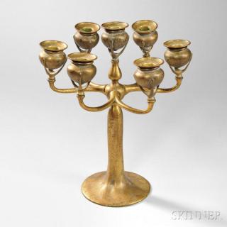 Appraisal: Tiffany Studios Seven-light Candelabra Bronze dore New York early th