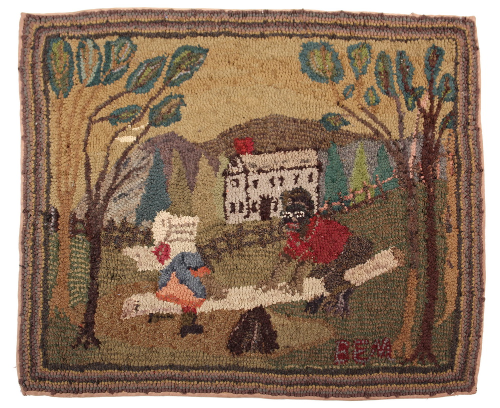 Appraisal: HOOKED RUG - x - th c Folk Art Rug