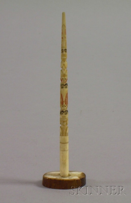 Appraisal: Small Carved Ivory Totem probably Alaskan ht approx in