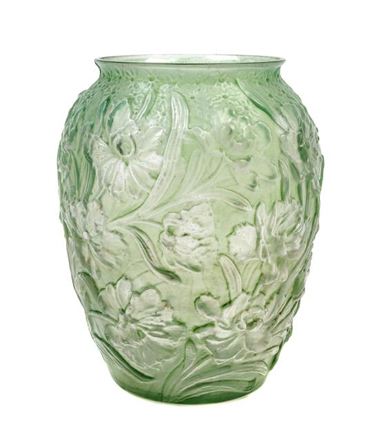 Appraisal: Sale Lot A Frosted Glass Jardiniere worked to show floral