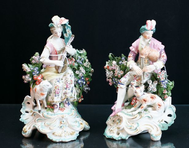 Appraisal: A pair of Derby figures of musicians modelled as a