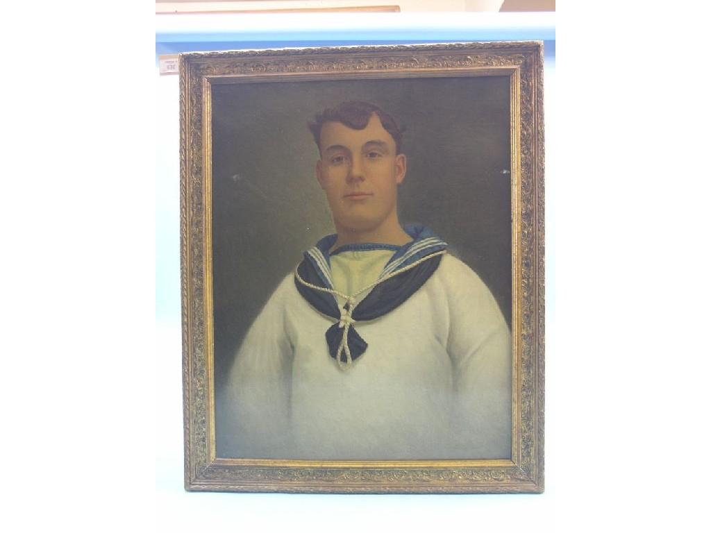 Appraisal: An oil on canvas half-length portrait of a young sailor