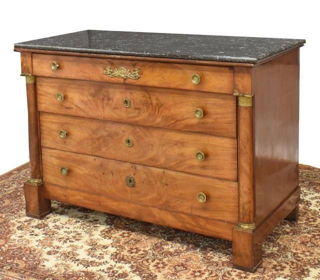 Appraisal: French Empire style marble-top commode mid th c rectangular marble