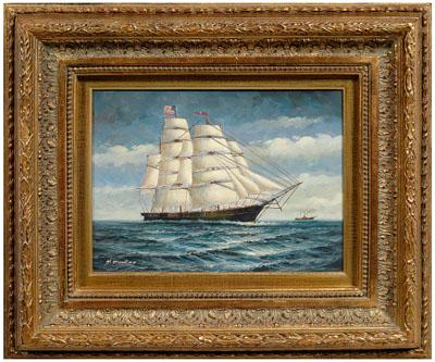 Appraisal: Maritime painting titled verso The Bark W L Morgan Josha