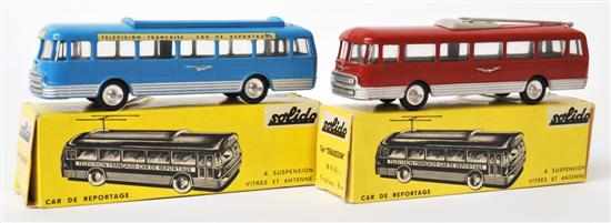 Appraisal: Two Solido Car 'Chausson' Buses one Trolley Bus red body