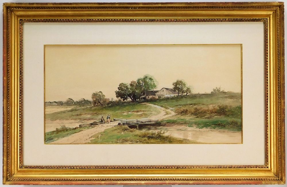 Appraisal: Carl Philip Weber Country Landscape WC Painting Pennsylvania Germany -