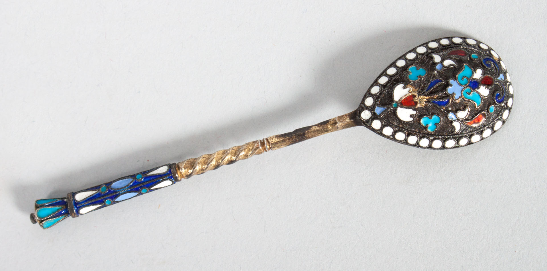 Appraisal: Russian cloisonne enameled gilt silver spoon with Moscow hallmarks period