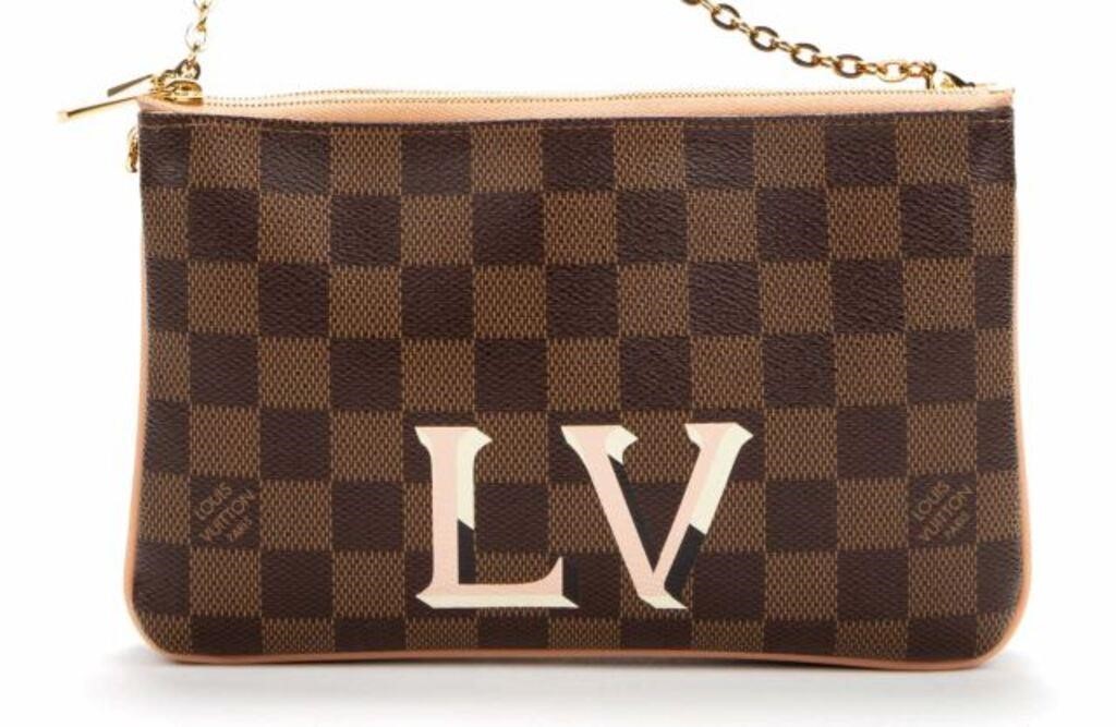 Appraisal: Louis Vuitton Pochette shoulder bag in Rose Ballerine Damier Ebene