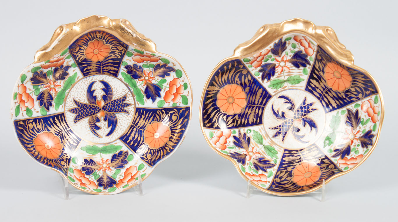 Appraisal: Pair of English china shrimp dishes possibly Coalport circa decorated