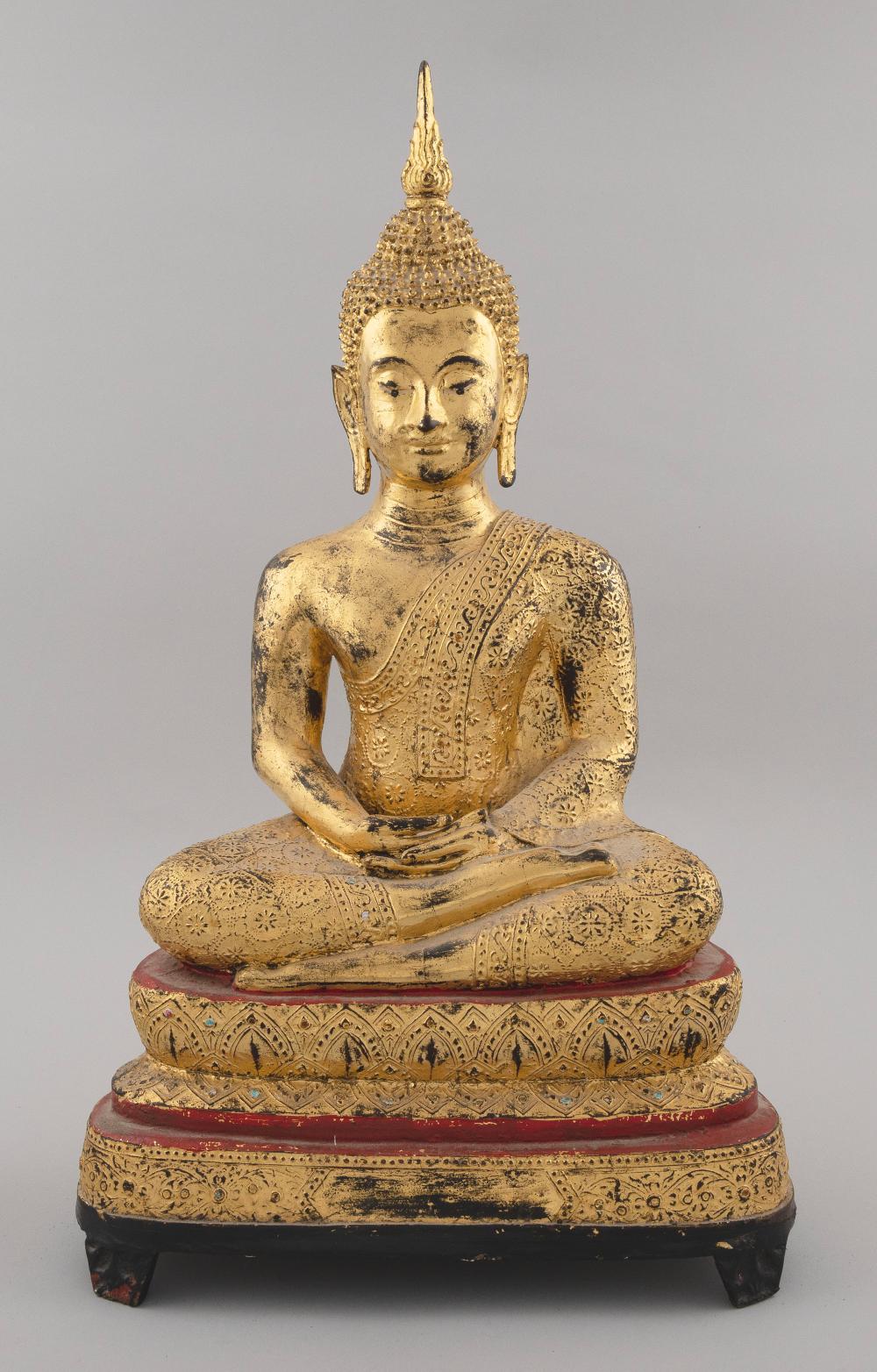 Appraisal: THAI GILT-BRONZE BUDDHA TH CENTURY HEIGHT THAI GILT-BRONZE BUDDHA th