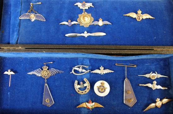 Appraisal: Collection of RAF Sweetheart Badges in velvet lined case PROVENANCE