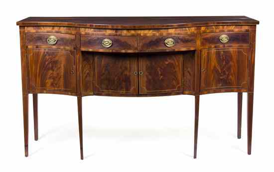 Appraisal: An American Hepplewhite Style Mahogany Sideboard having a rectangular top