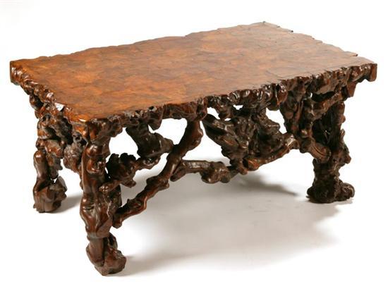 Appraisal: ROOT TABLE China early-mid th century root wood Rectangular low