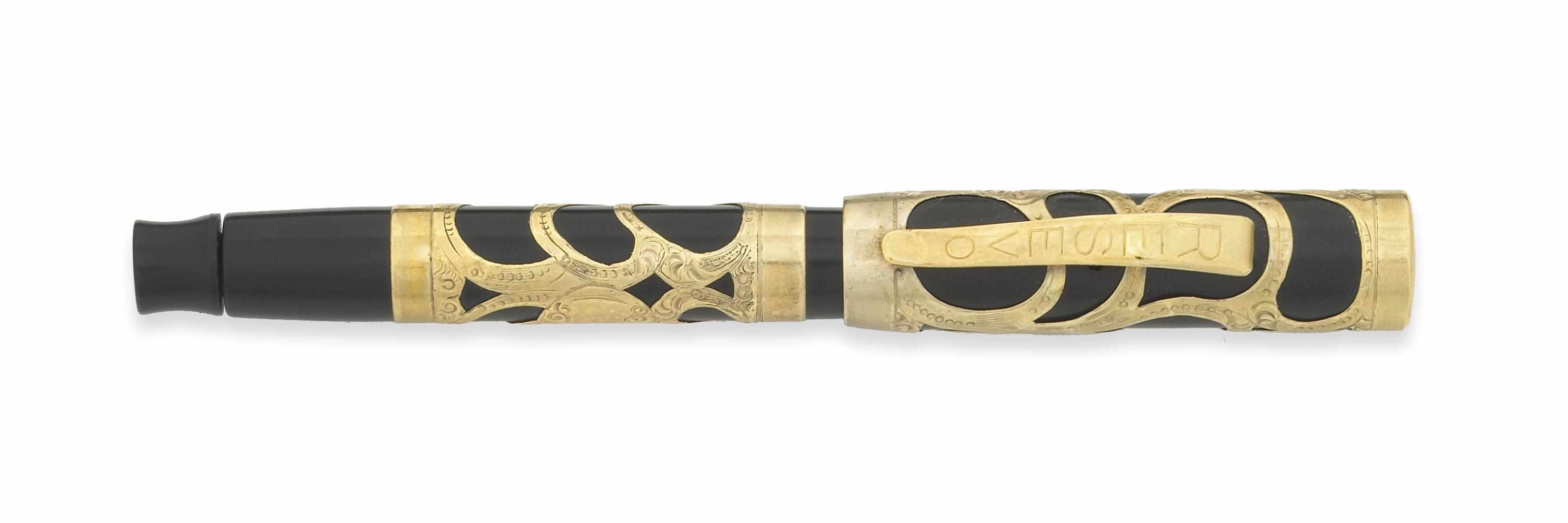 Appraisal: RESERVO Gold Filled Filligree Overlay Pen Gold filled filigree screw