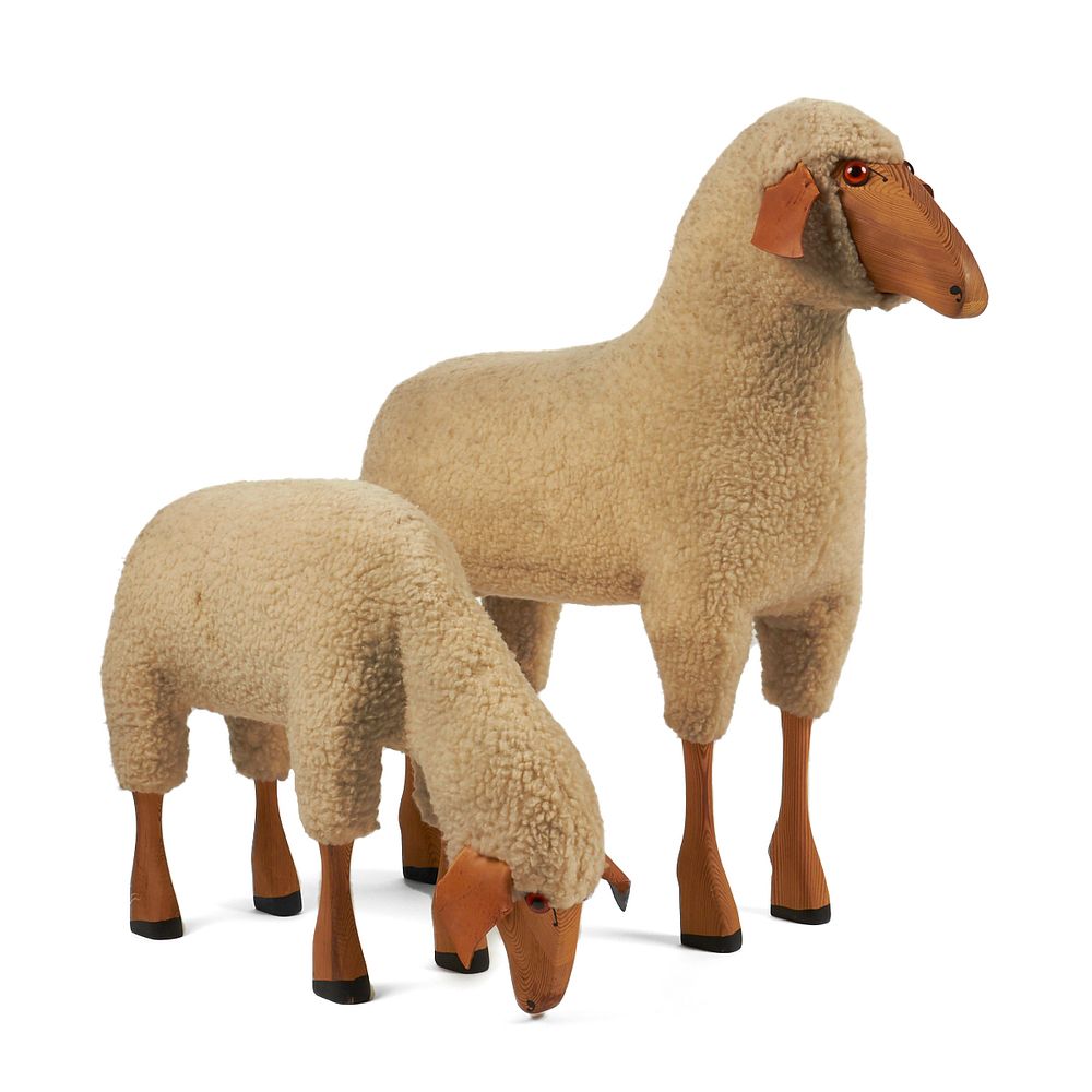 Appraisal: Pair of Francois Lalanne Style Sheep Sculptures Style of Francois-Xavier