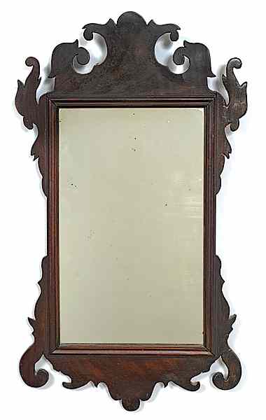 Appraisal: Chippendale-Style Mirror American th century A diminutive mahogany Chippendale-style mirror