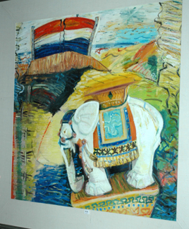 Appraisal: SIGNED CARMICHAEL ELEPHANT OIL ON PAPER