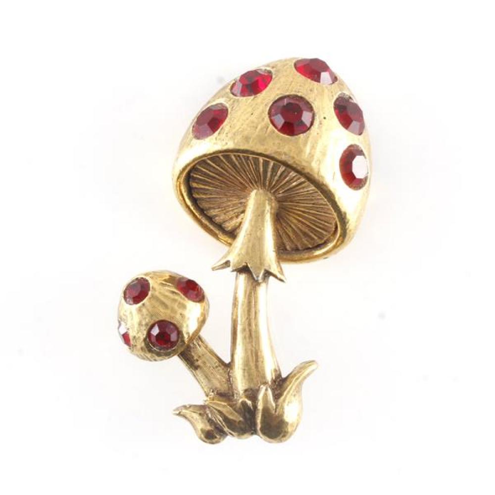 Appraisal: JEANNE S GOLD TONE METAL LARGE AND SMALL DOUBLE MUSHROOM