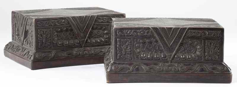 Appraisal: Pair of Asian Bronze Plinthsprobably Chinese late th century of