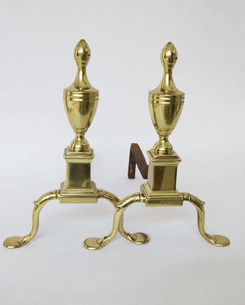 Appraisal: Pair of Philadelphia Urn and Finial Brass Andirons th Century