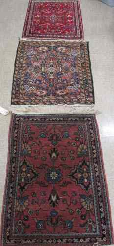 Appraisal: FOUR SEMI-ANTIQUE PERSIAN MATS all hand knotted wool sizes '