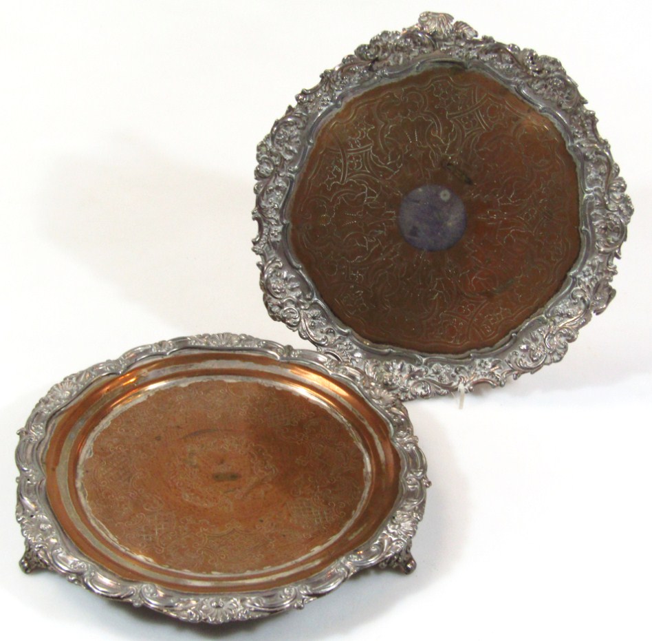 Appraisal: A pair of near matching Old Sheffield plate salvers each