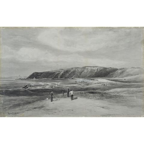 Appraisal: John Smart - ERIE LINKS Scottish Watercolour en grisaille heightened