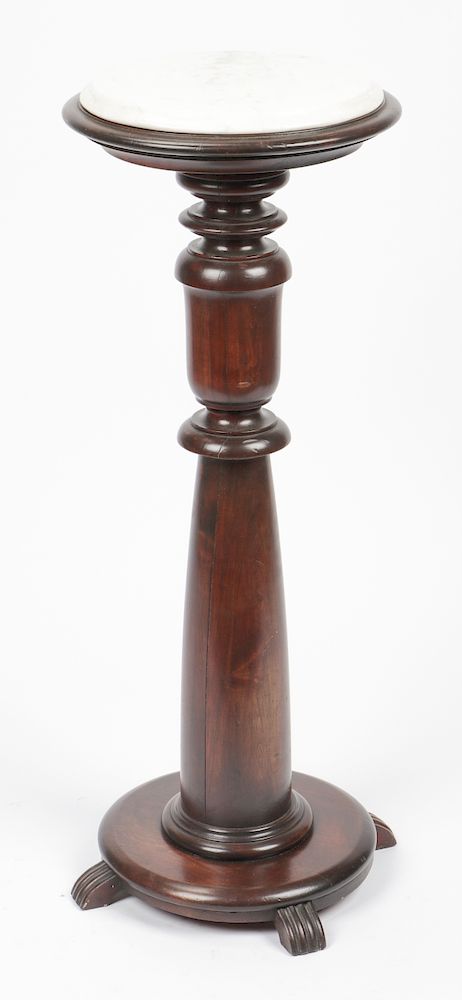 Appraisal: Marble Top Pedestal Stand Marble Top Pedestal Stand Size ''