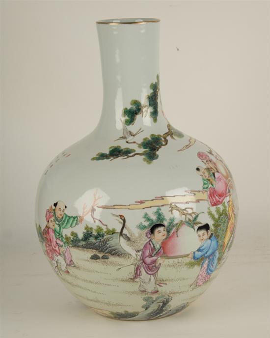 Appraisal: Large Chinese Famille Rose Porcelain Vase having enameled decorations of