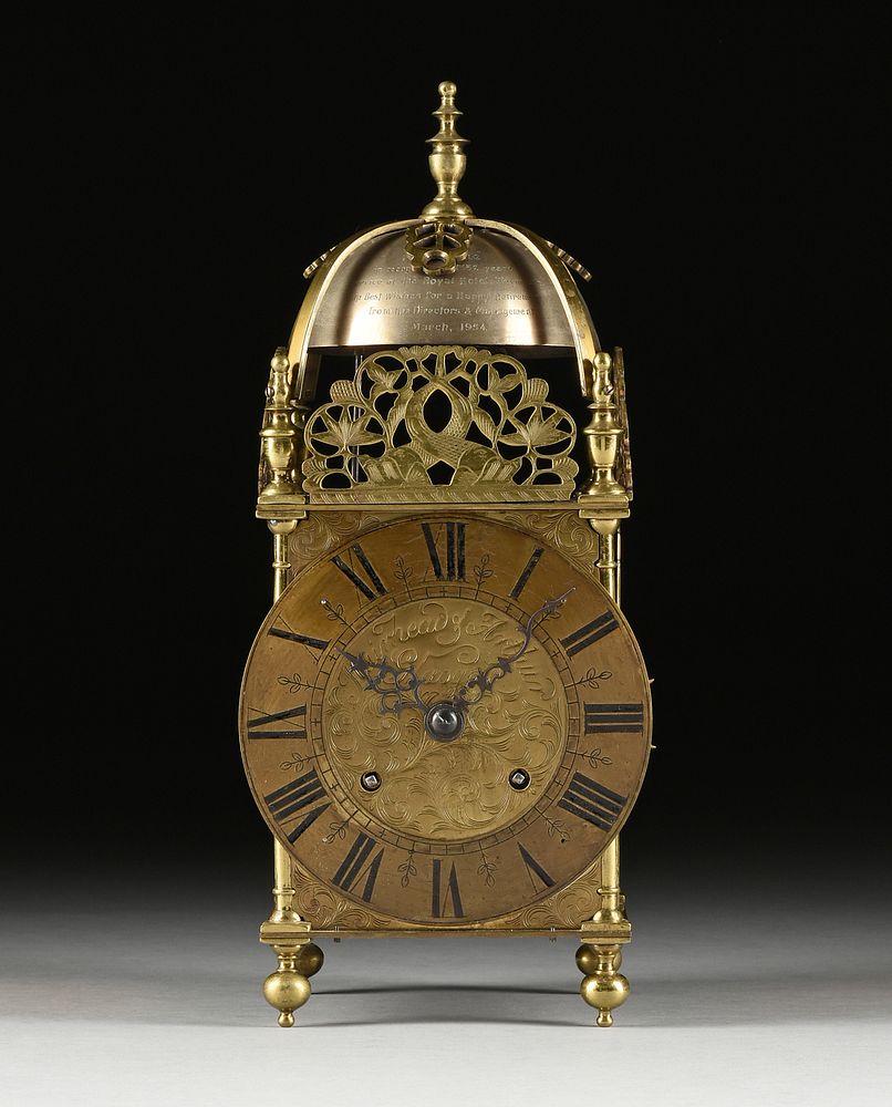 Appraisal: A SCOTTISH BRASS LANTERN CLOCK BY MUIRHEAD ARTHUR GLASGOW FIRST