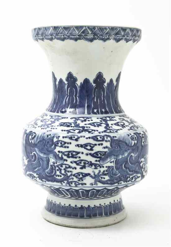 Appraisal: A Blue and White Vase with five-clawed dragon and repeating