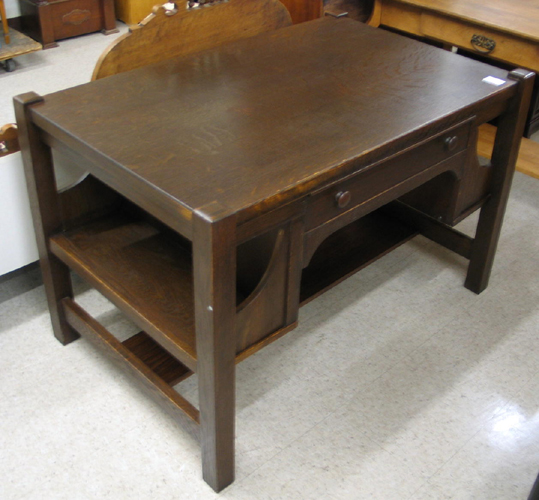 Appraisal: MISSION OAK LIBRARY TABLE American Arts Crafts c - of