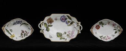 Appraisal: SPODE PORCELAIN BOTANICAL COMPOTE AND TWO LOZENGE DISHES The first