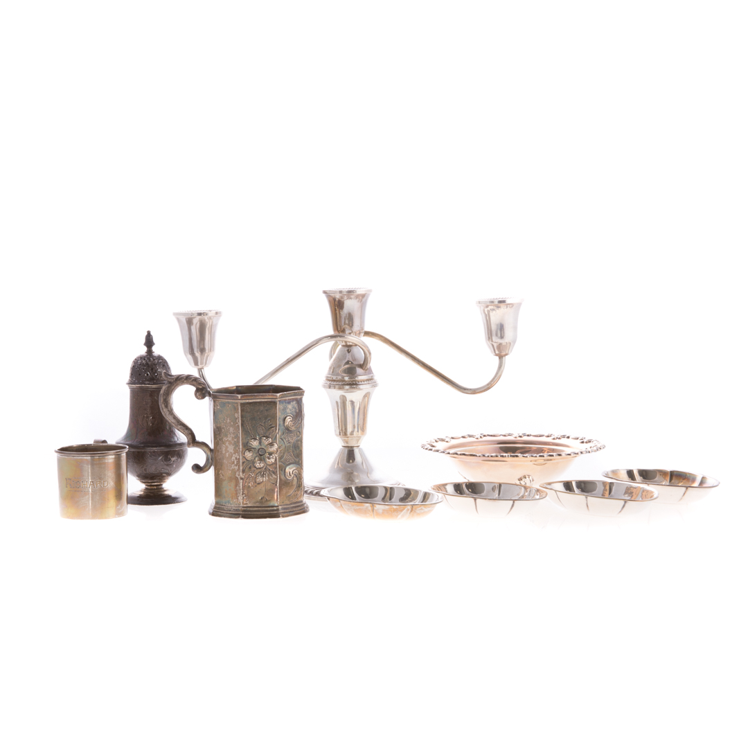 Appraisal: A collection of silver tableware pieces comprising coin silver octagonal