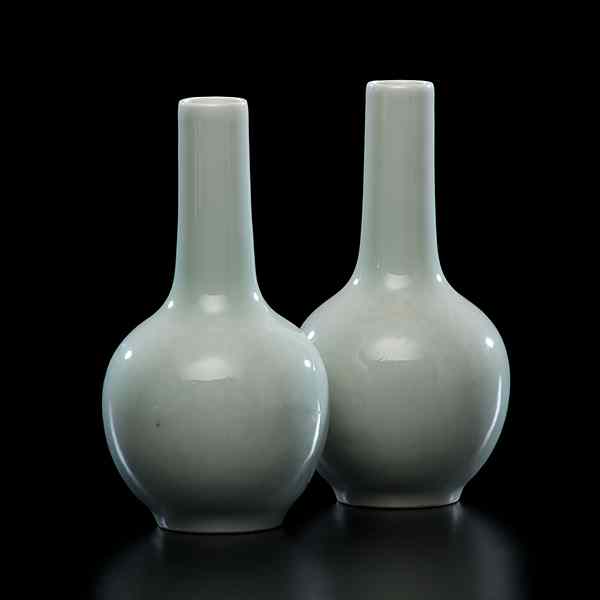 Appraisal: Celadon Porcelain Cabinet Vases Chinese th century A pair of