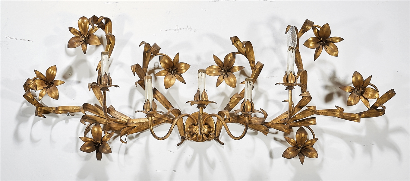 Appraisal: Gilt metal five-light socket sconce of floral design x x