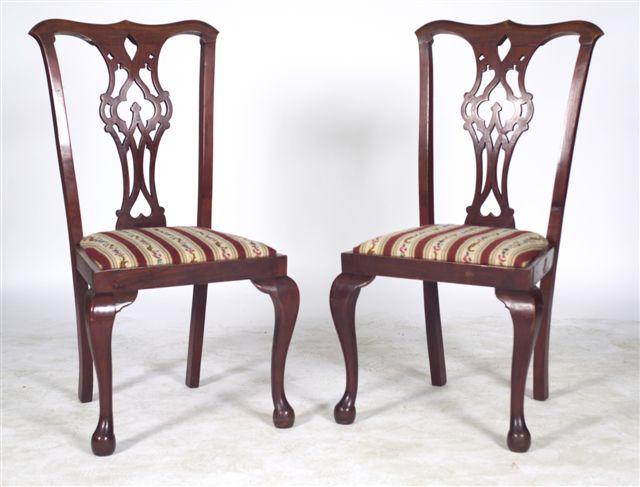 Appraisal: SET OF FOUR CHIPPENDALE REVIVAL MAHOGANY DINING CHAIRS each with