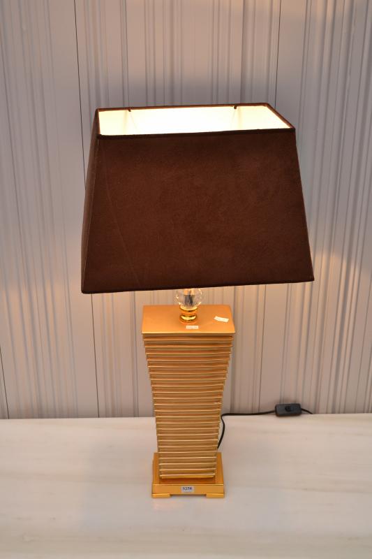 Appraisal: A CONTEMPORARY GOLD LAMP WITH CHOCOLATE SHADE A CONTEMPORARY GOLD