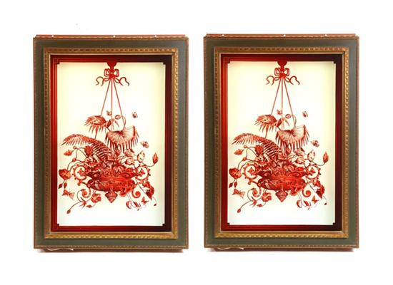 Appraisal: PAIR OF GLASS WINDOW INSERTS American th century Stained glass