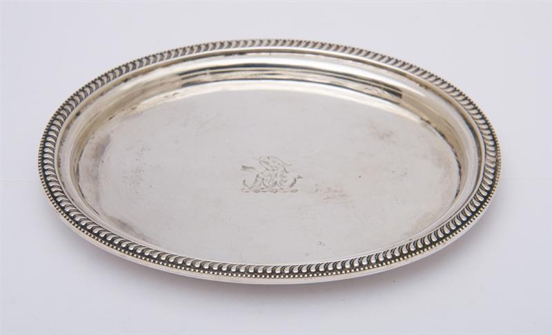 Appraisal: GEORGE III CRESTED SILVER SMALL TEAPOT STAND Marks rubbed London