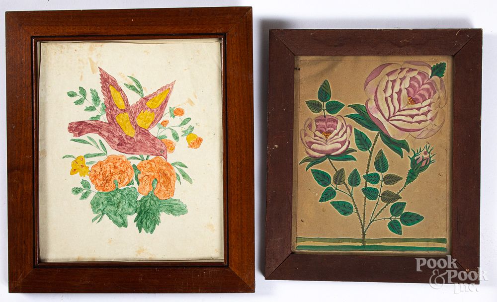 Appraisal: Two Pennsylvania watercolor flower drawings Two Pennsylvania watercolor flower drawings