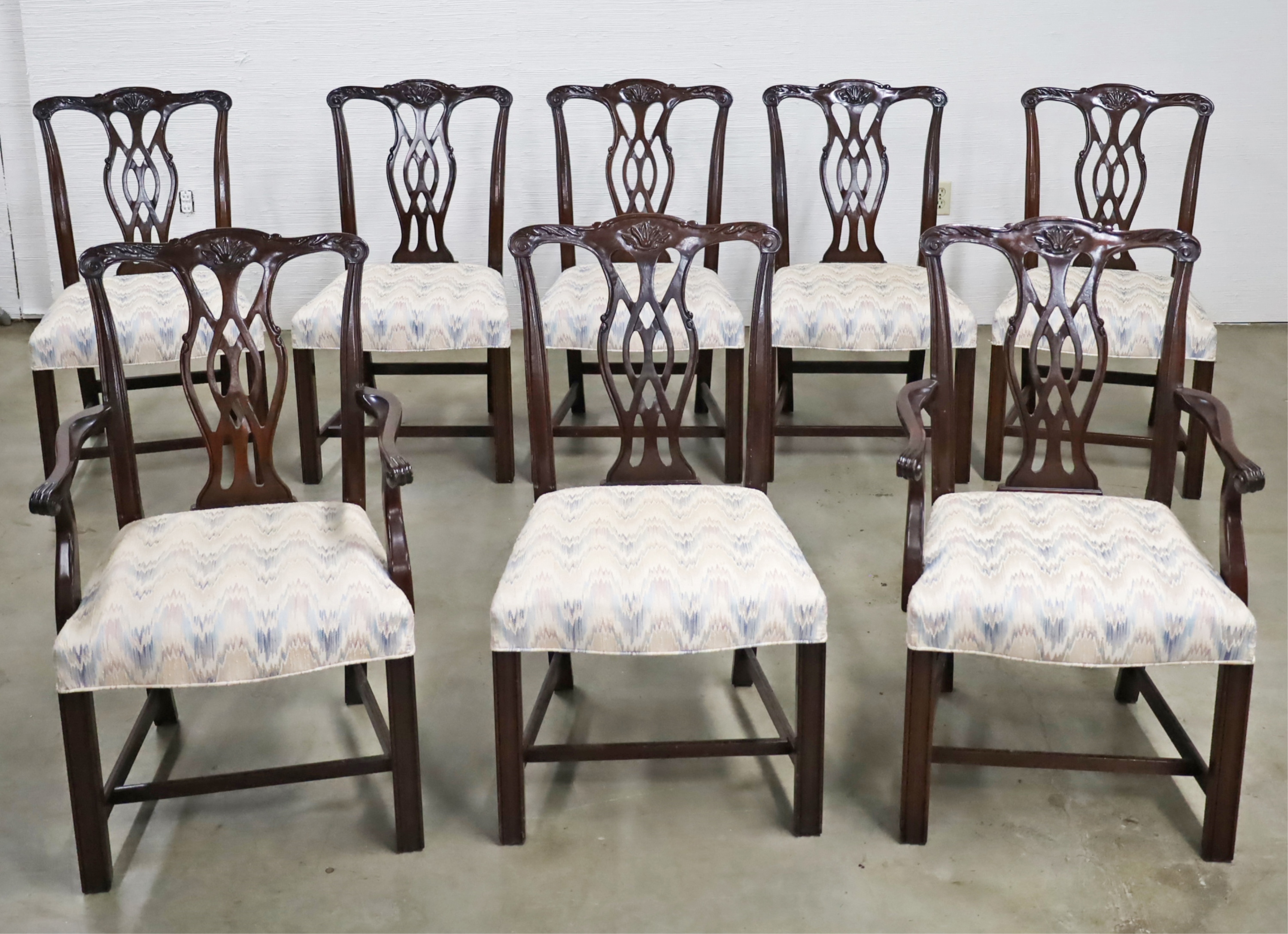 Appraisal: CHIPPENDALE STYLE MAHOGANY DINING CHAIRS Set of six and two